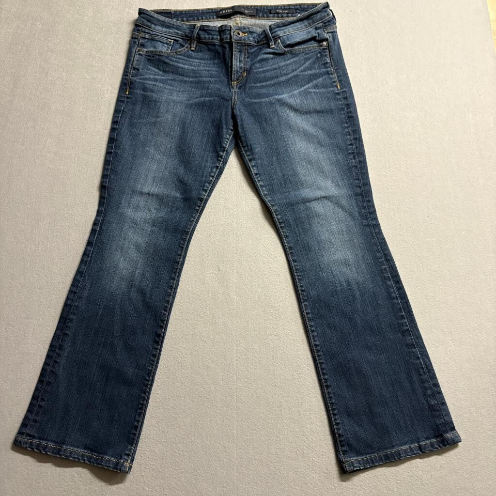 Guess Boot Low Jeans Womens 32 Blue Denim Low Rise Bootcut Stretch