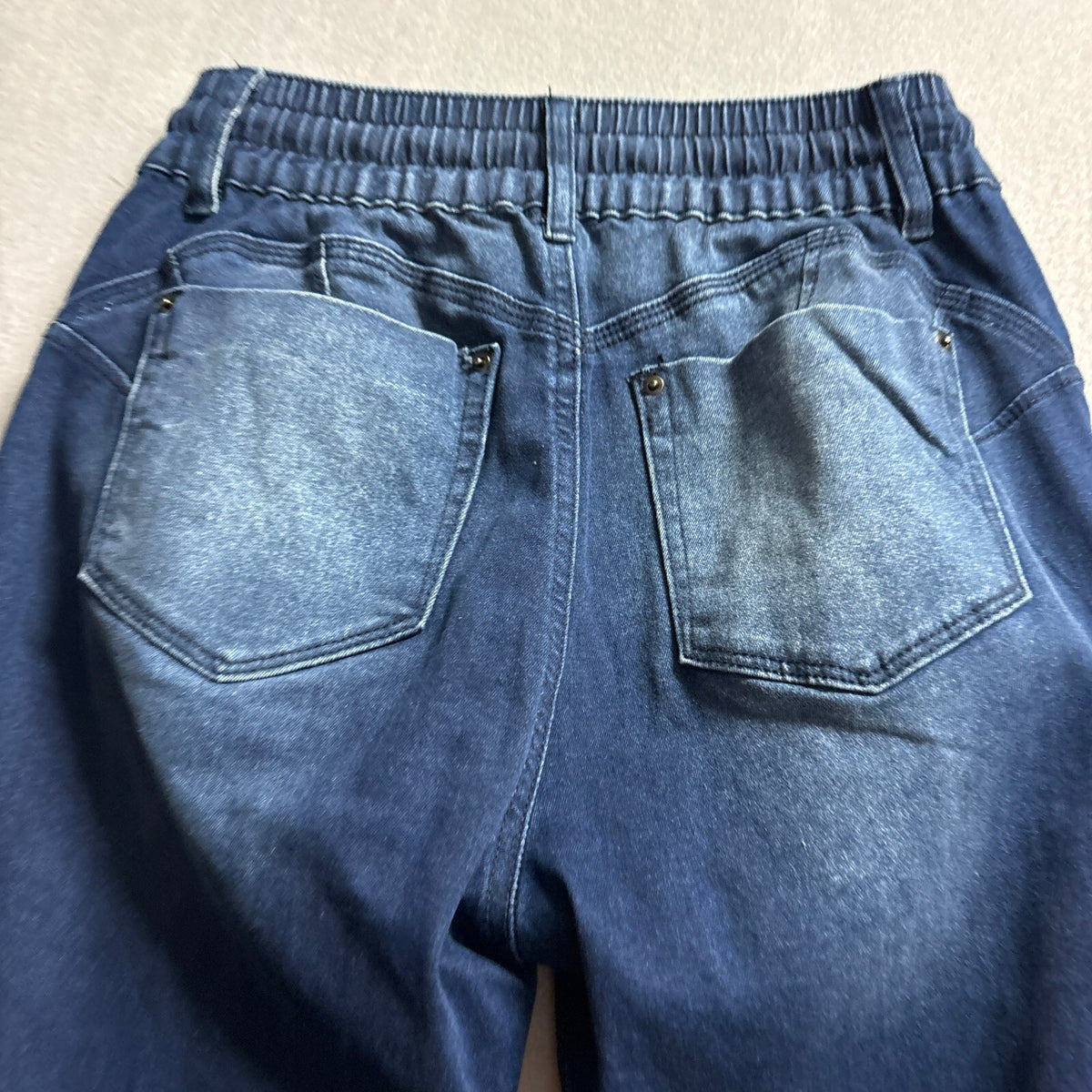 PSA Denim Jogger Jeans Womens Medium Blue Elastic Drawstring Waist Stretch