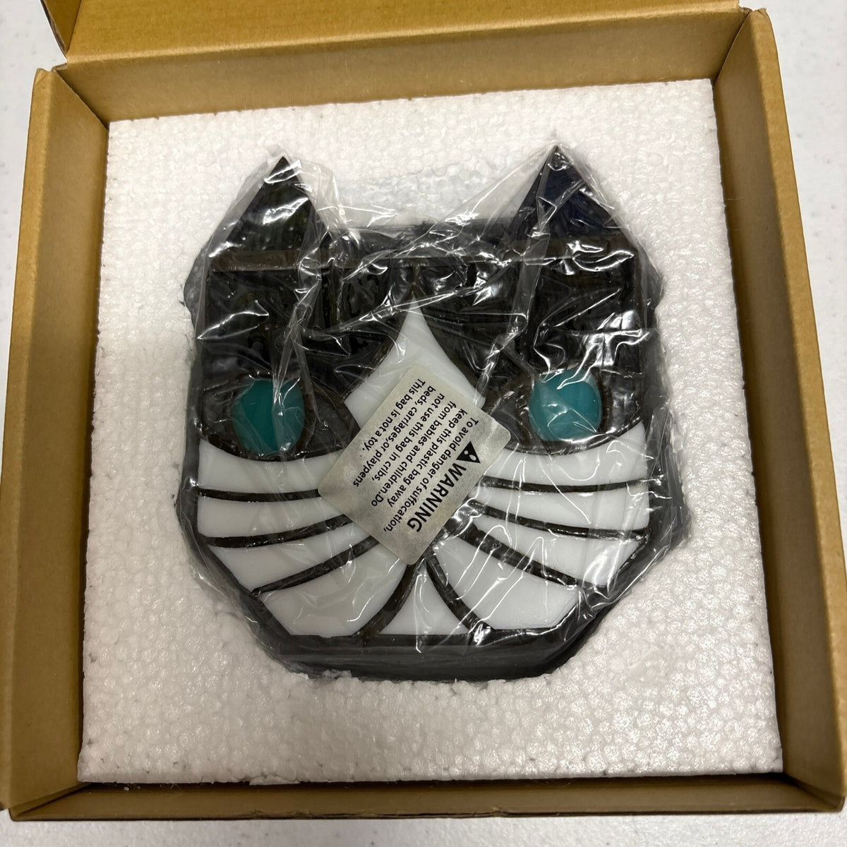 Ehtlityful Tiffany Cute Cat Stained Glass Flower Pot Planter Black White Cat