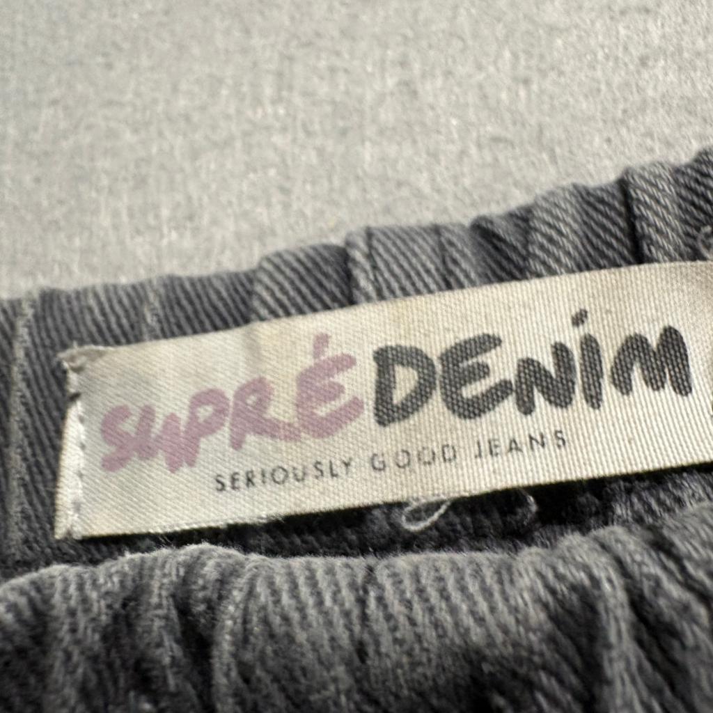 Supré Denim Distressed Jogger Jeans Womens Size 6 Gray Acid Wash Elastic Waist