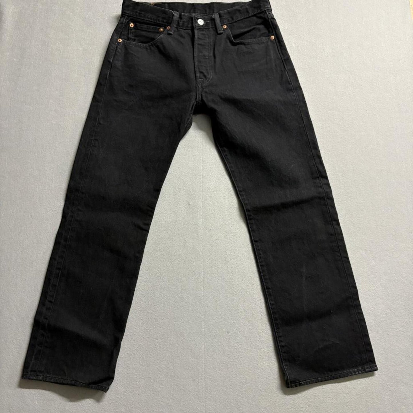 Levis 501 Original Fit Jeans Mens 32x29 Black Button Fly Denim Pants EG