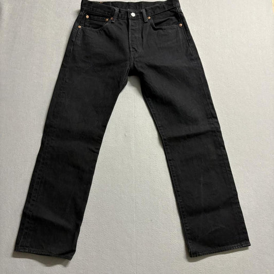 Levis 501 Original Fit Jeans Mens 32x29 Black Button Fly Denim Pants EG