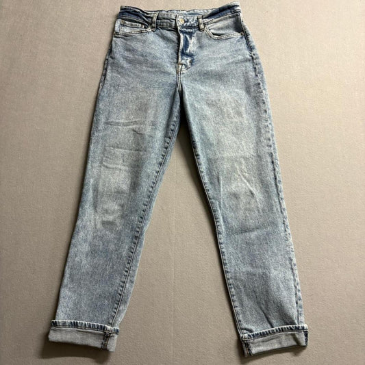 H&M &Denim Mom Jeans Womens 6 High Waist Light Acid Wash Blue Denim