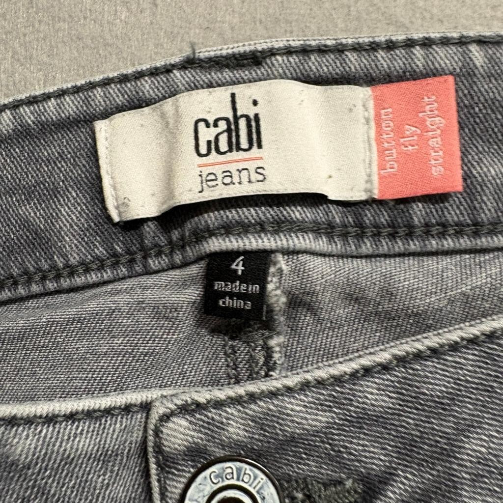 Cabi Button Fly Straight Jeans Womens Size 4 Gray Denim Stretch Pants Style 4520