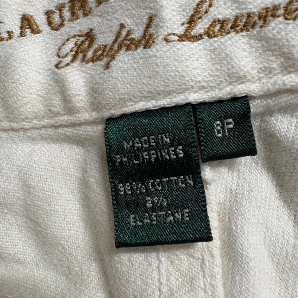 Lauren Jeans Co Ralph Lauren White Denim Pants Womens Size 8P Straight Leg