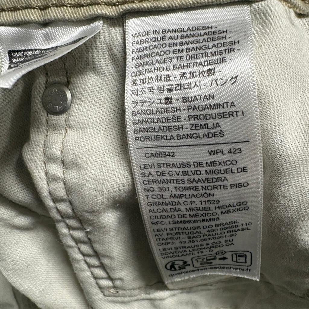 Levis 514 Straight Fit Pants Mens 34x30 Tan Khaki Cotton Blend Chino Jeans