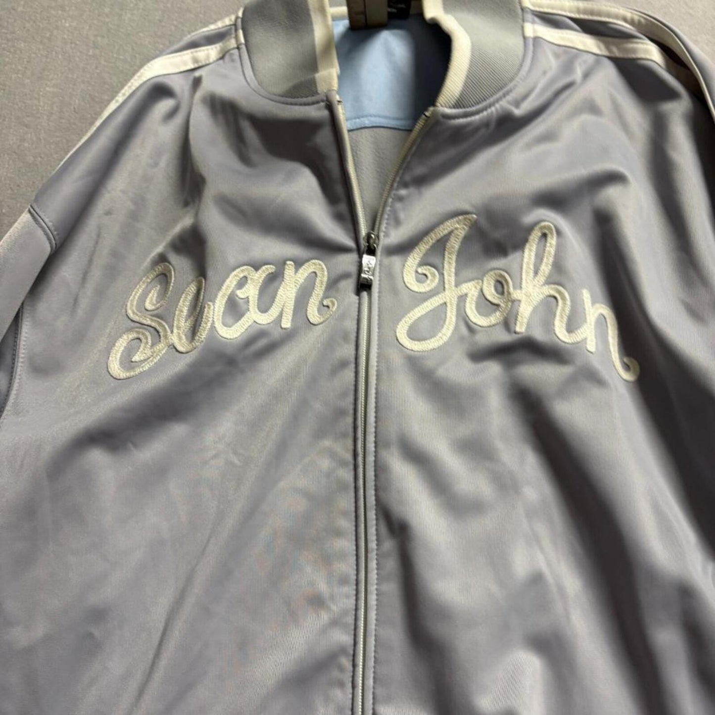 Sean John Vintage Track Jacket Mens XL Gray Polyester Full Zip Y2K Hip Hop