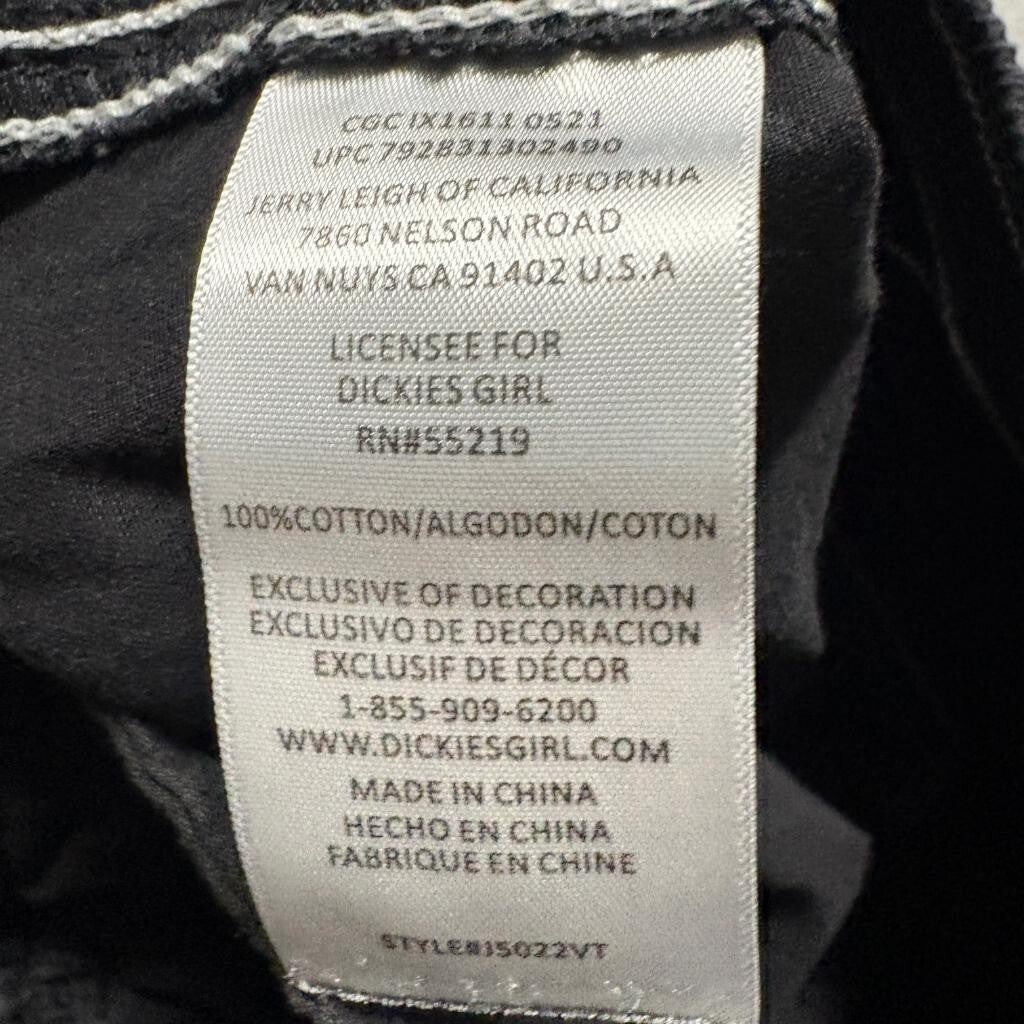 Dickies Girl Cargo Pants Womens XS Black Contrast Stitch Drawstring Utility Y2K