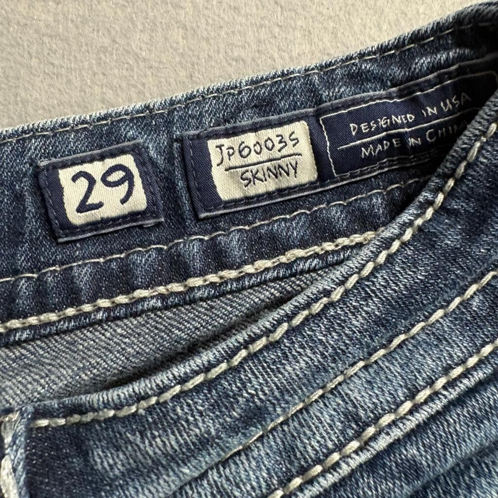 Miss Me Skinny Jeans Womens 29 Blue Denim JP60035 Dark Wash Thick Stitch Stretch