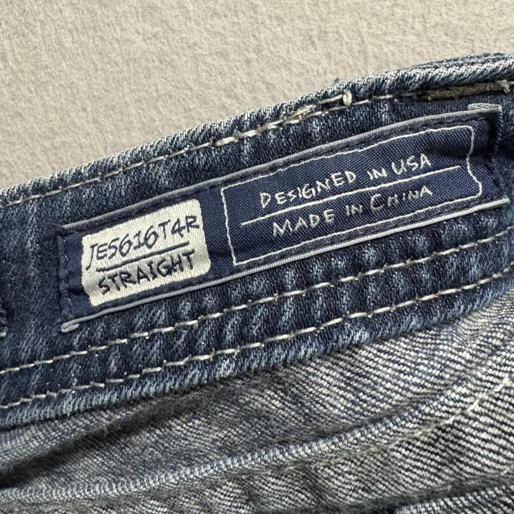 Miss Me Angel Wing Straight Jeans Womens 28 Blue Denim Embellished Flap Pocket