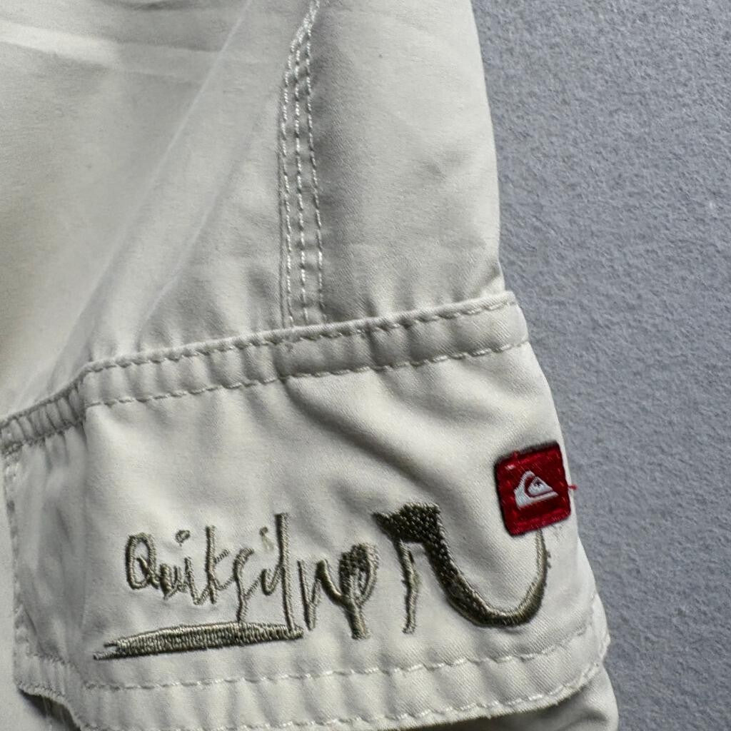 Quiksilver Mens Cargo Shorts Size 40 Beige Tan Polyester Boardshorts Hybrid