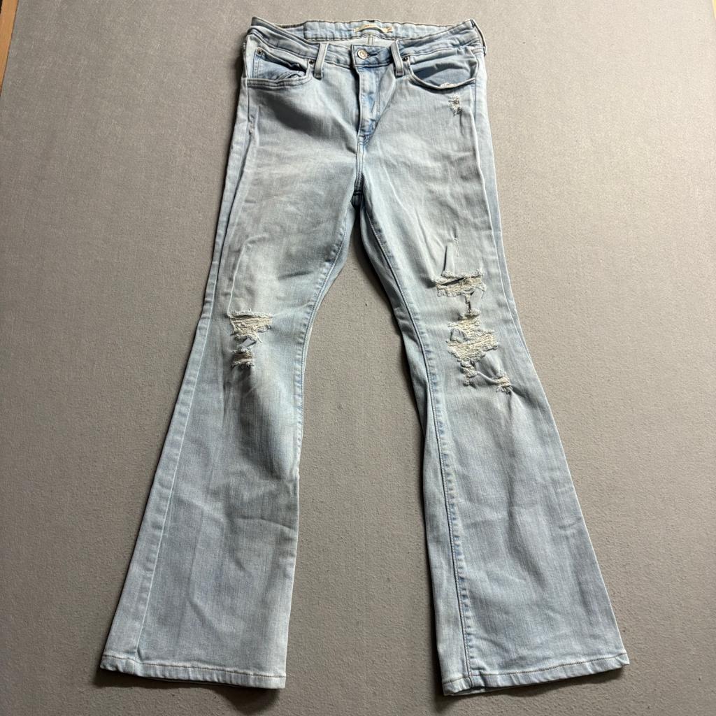 Levi's 726 Flare Jeans Womens 30x30 Light Wash Distressed Ripped Denim