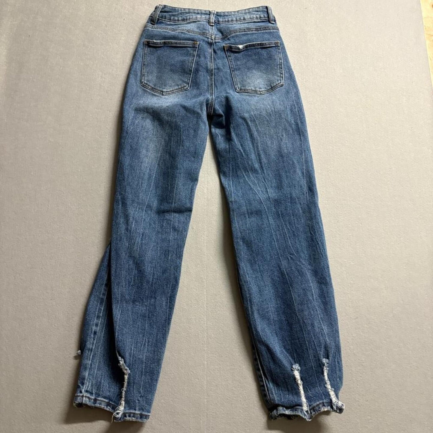 Madden Girl Distressed Boyfriend Jeans Womens Size 25 Blue Denim Ripped Hem