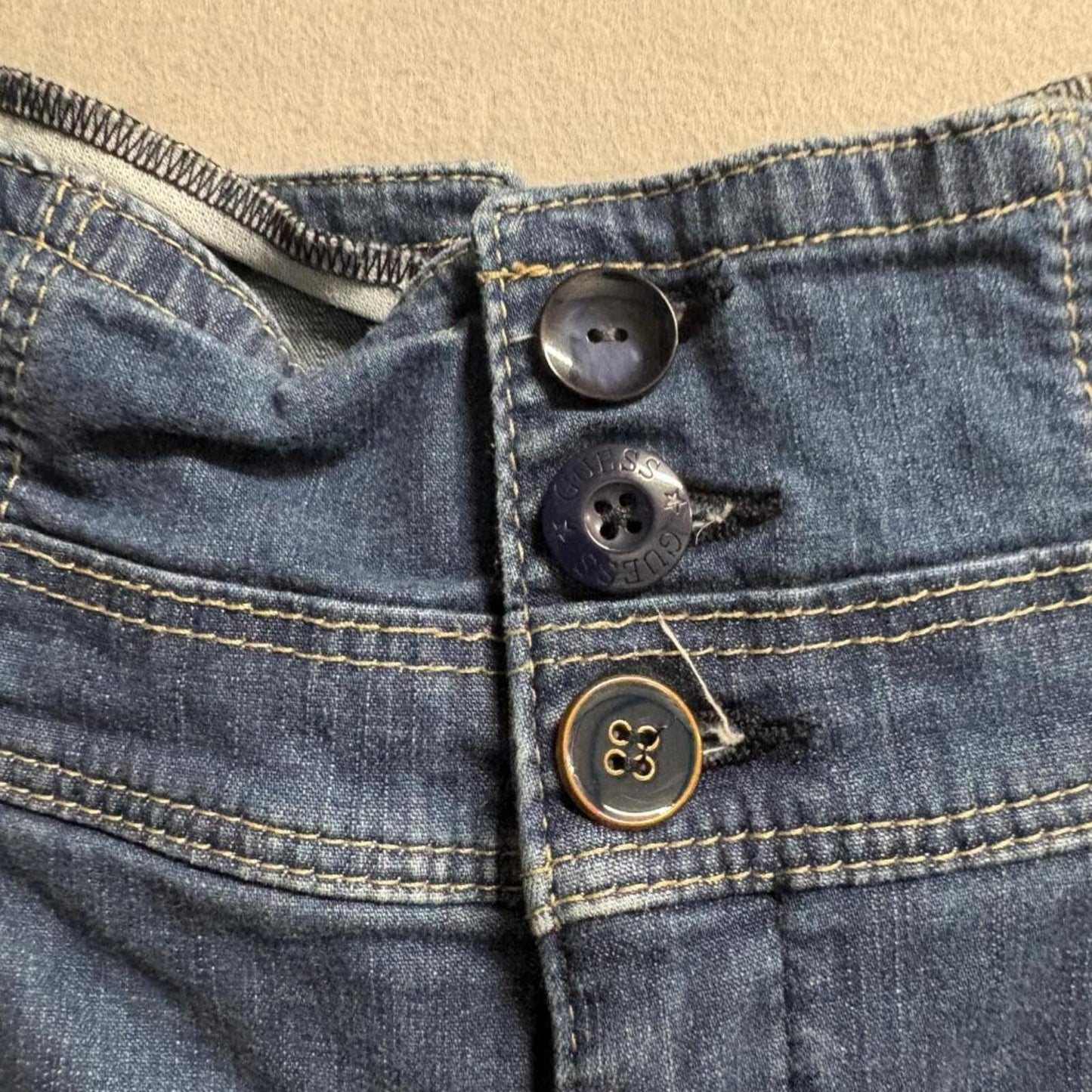 Guess Jeans Womens High Waist Flare Leg Denim Blue Stretch Corset Back Size 24