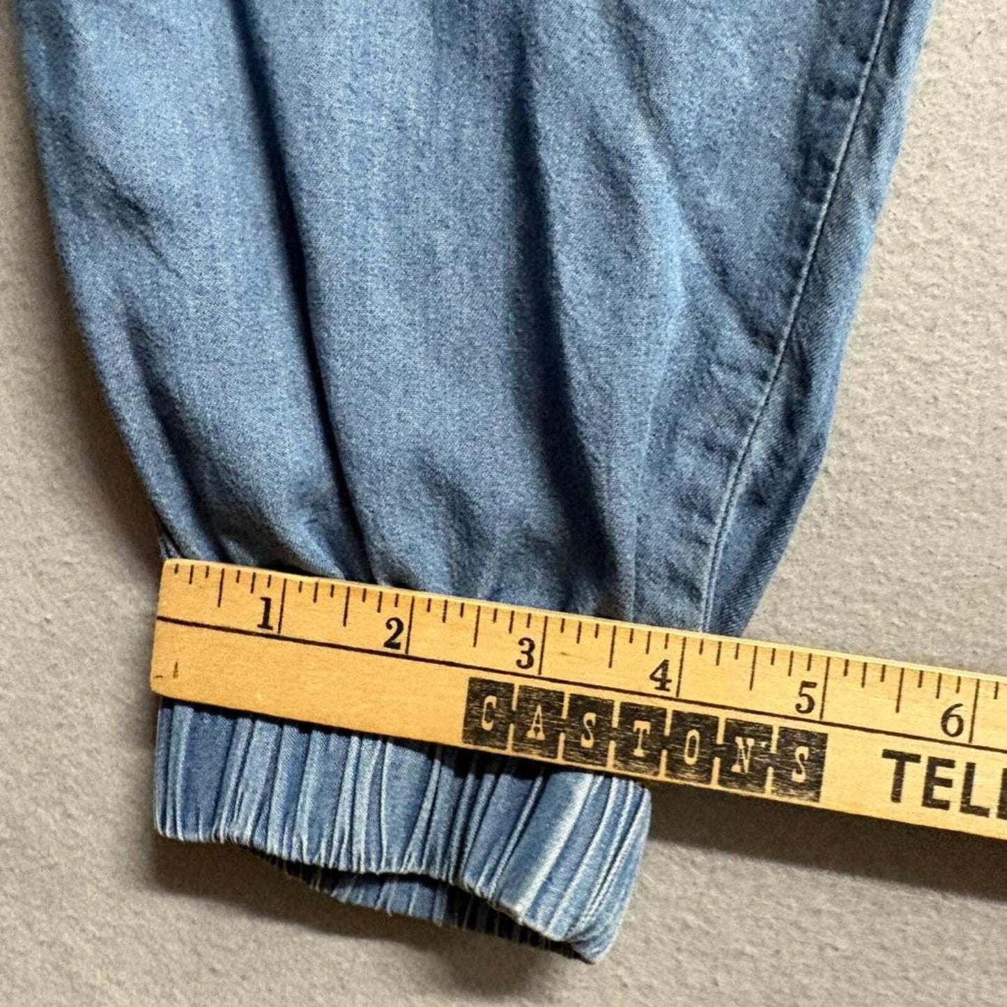 Malibu Bum Womens Blue Tencel Denim Cargo Jogger Pants Size S Drawstring Waist