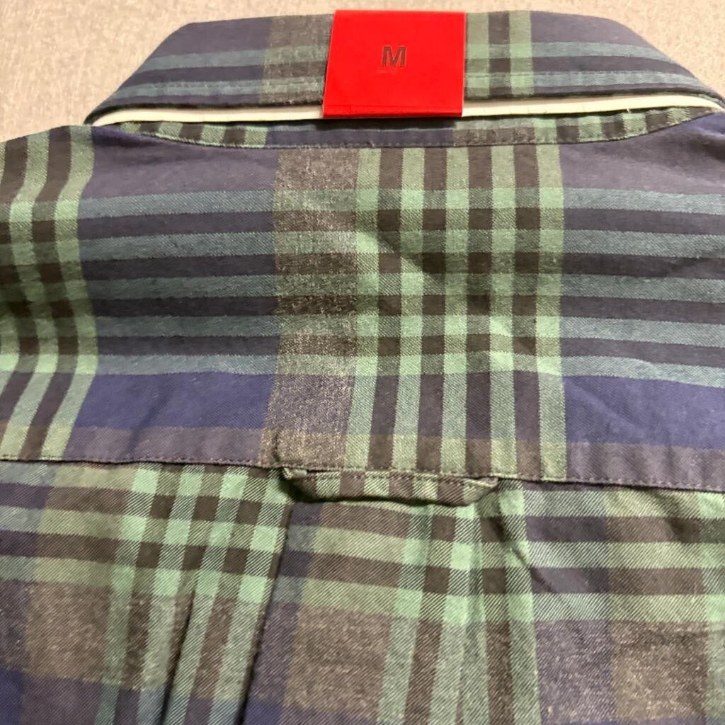 Orvis Flannel Shirt Mens Medium Green Blue Plaid Long Sleeve Button Down New