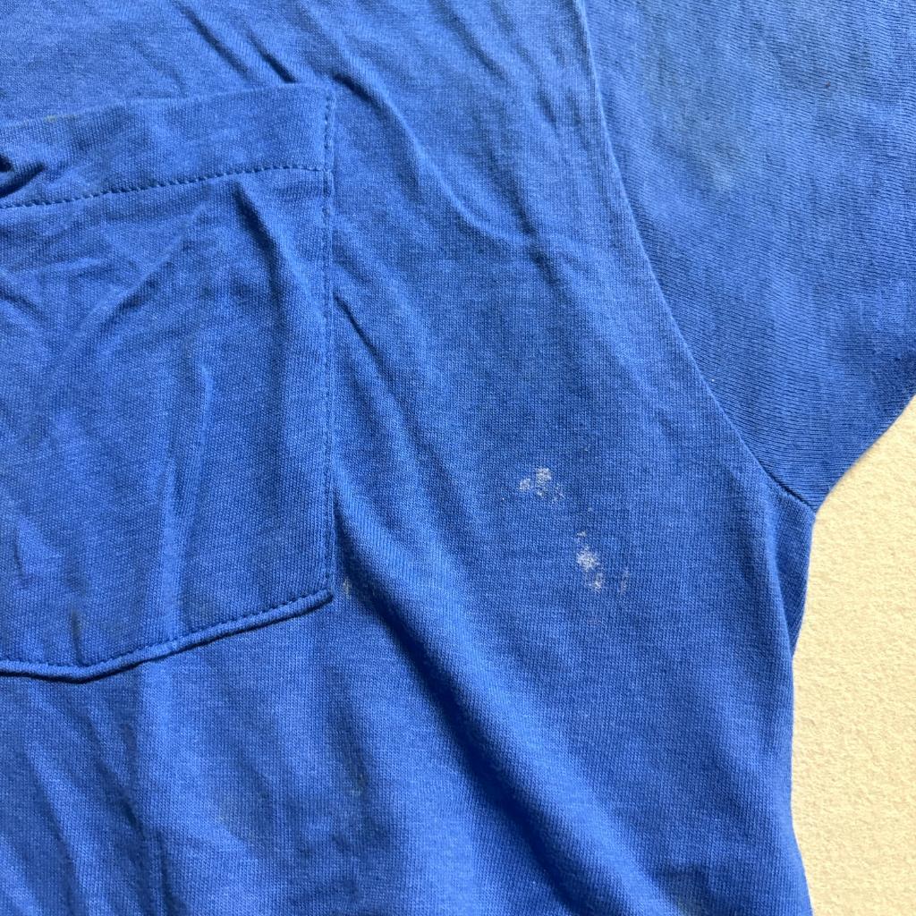 Vintage Fruit of the Loom Pocket T-Shirt Mens XL Blue Single Stitch Made in USA