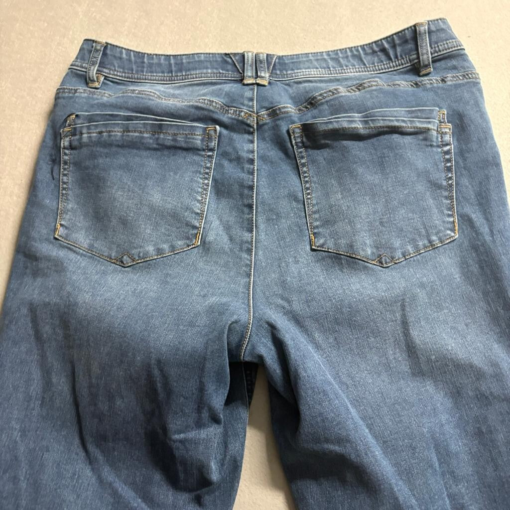 Democracy Ab Technology Jeans Womens 16 Blue Denim Stretch Raw Hem Crop