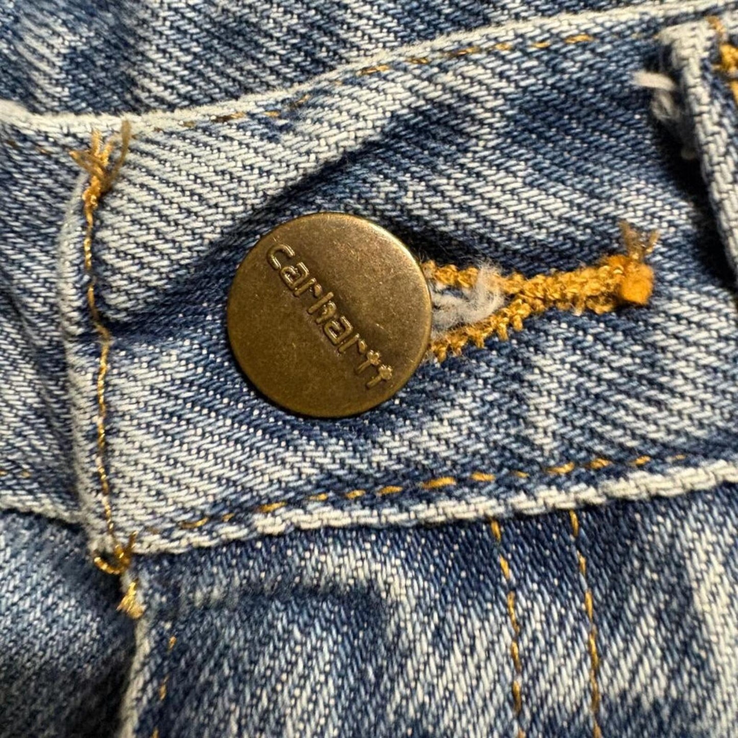 Carhartt B17 STW Relaxed Fit Jeans Womens 29x30 Blue Denim Raw Hem Cut Off