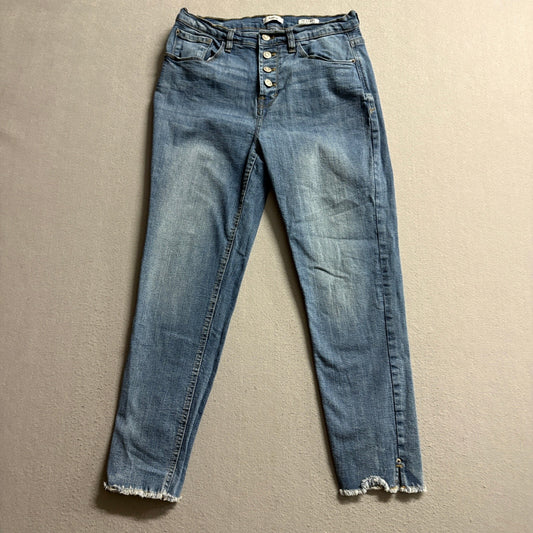 Kensie Jeans Womens 10/30 Blue Denim The Ultimate High Rise Skinny Fray Hem
