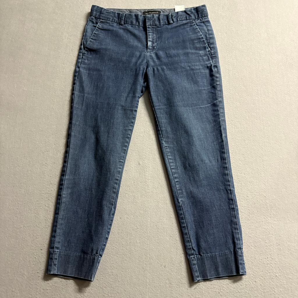 Banana Republic Hampton Jeans Womens 0P Blue Denim Stretch Cropped Petite