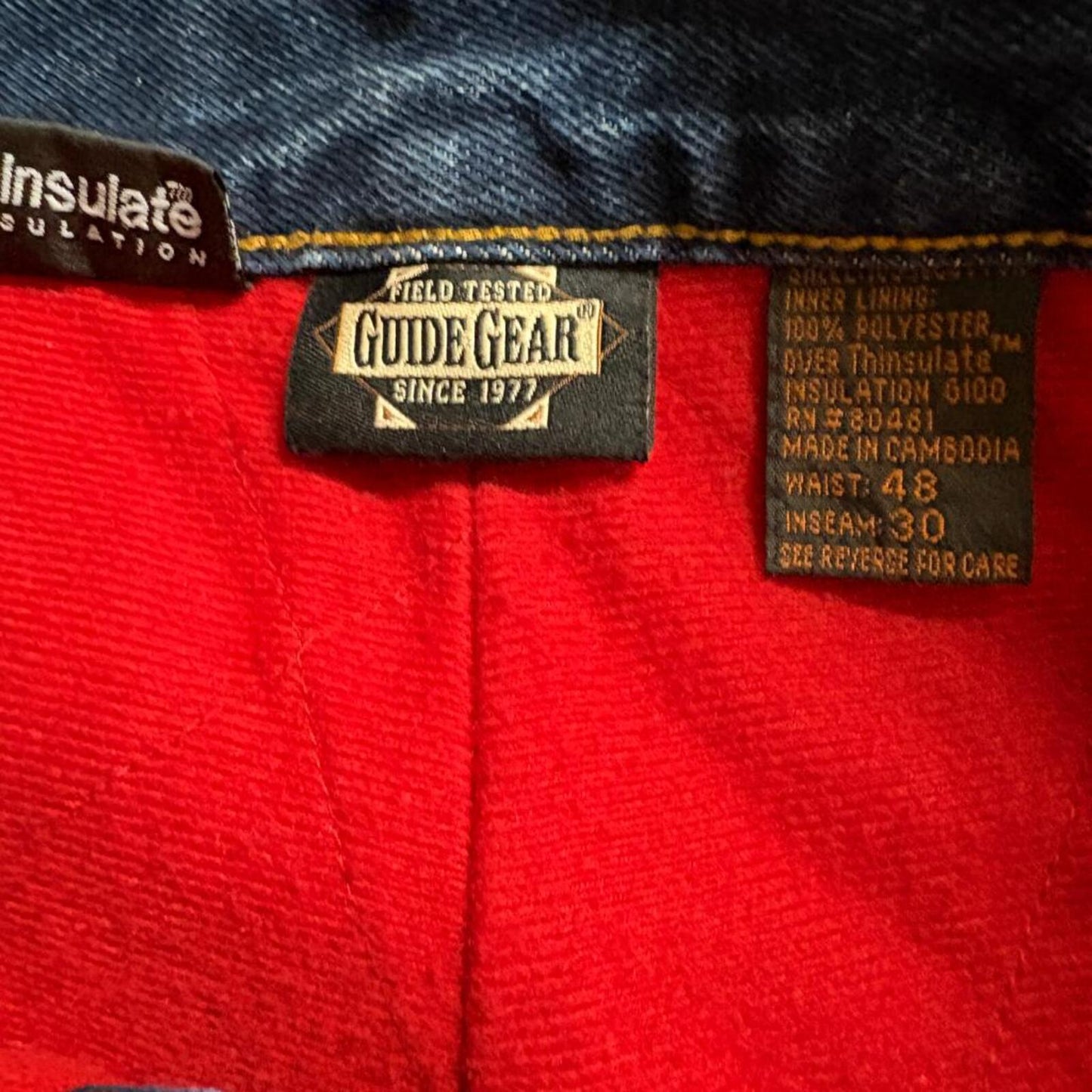 Guide Gear Thinsulate Lined Jeans Mens 48x30 Blue Denim Insulated Work Pants