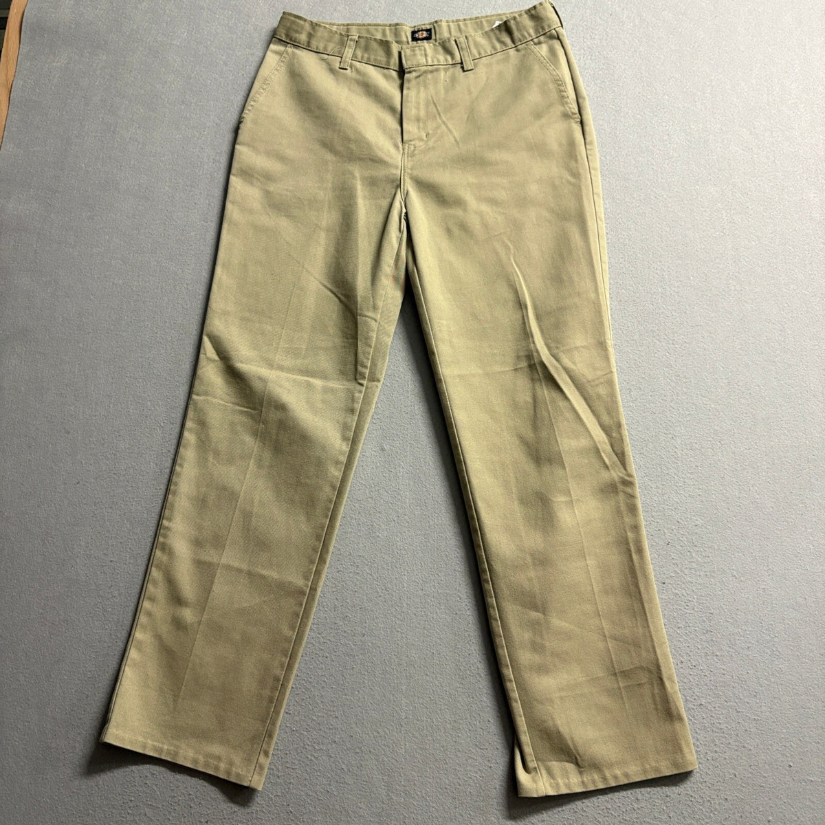 Dickies Pants Mens 30x27 Beige Khaki Workwear Flat Front Chino KP123DS
