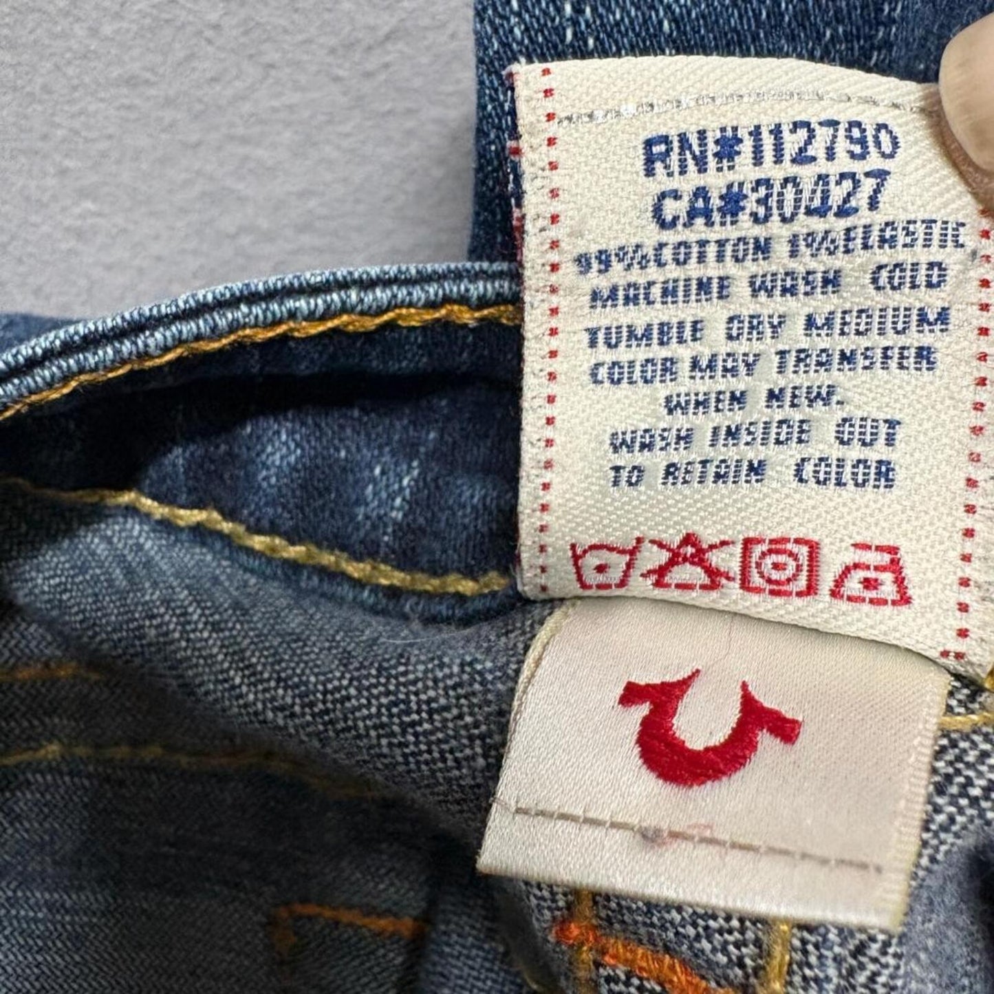 True Religion Jeans Womens 30 Blue Denim Straight Leg Low Rise Made in USA