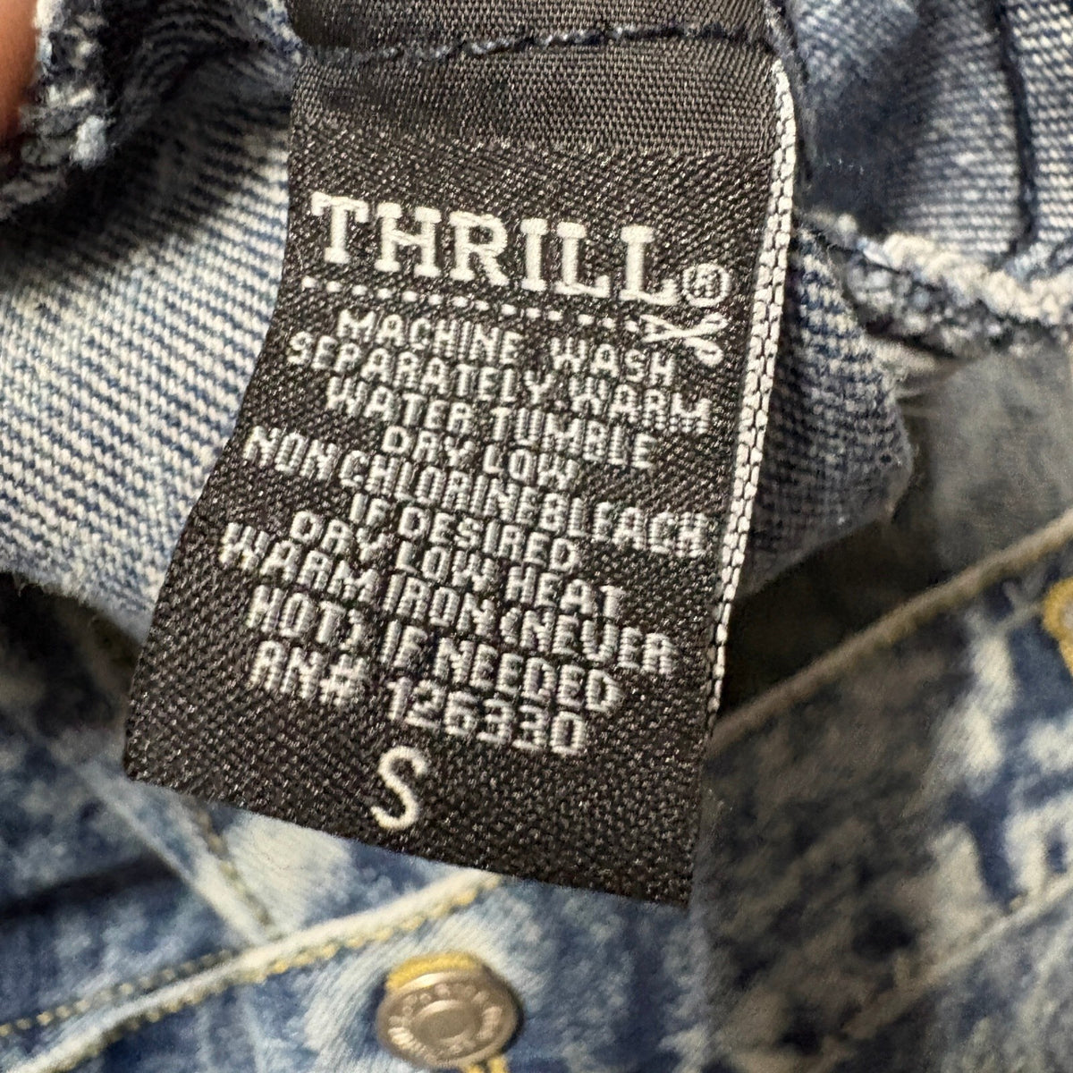 Thrill Jeans Denim Jacket Womens Small Acid Wash Distressed Hooded Shacket Coat