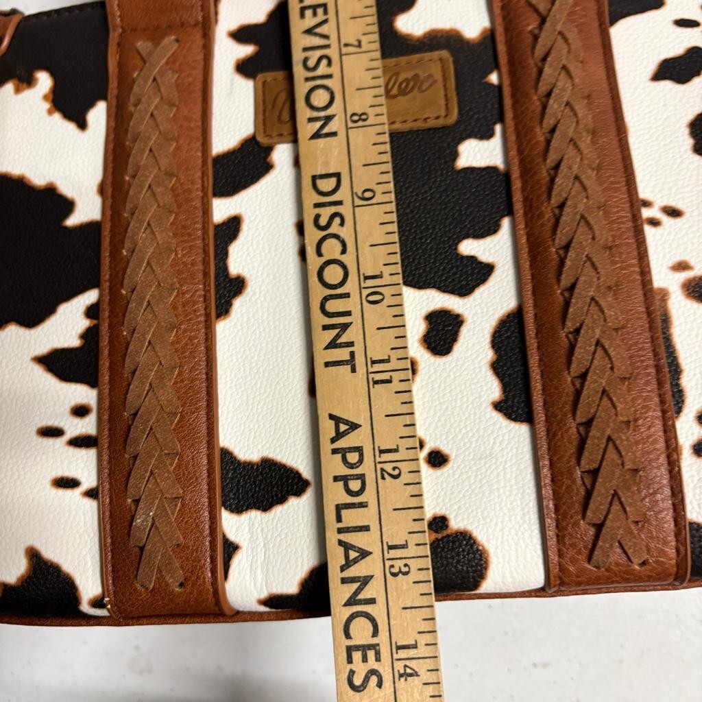 Wrangler Cow Print Mini Tote Bag Womens Brown Faux Leather Crossbody Satchel