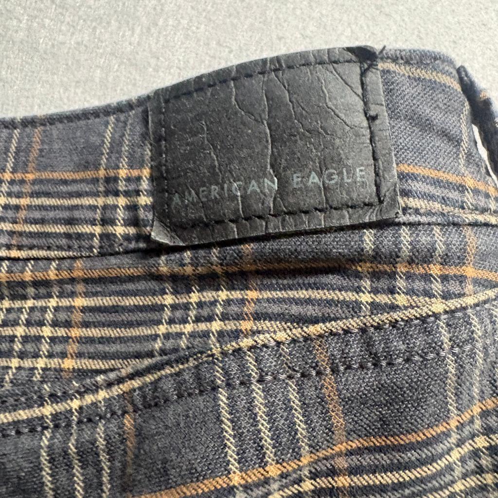 American Eagle Super Hi-Rise Jegging Womens 14 Gray Plaid Stretch Pants