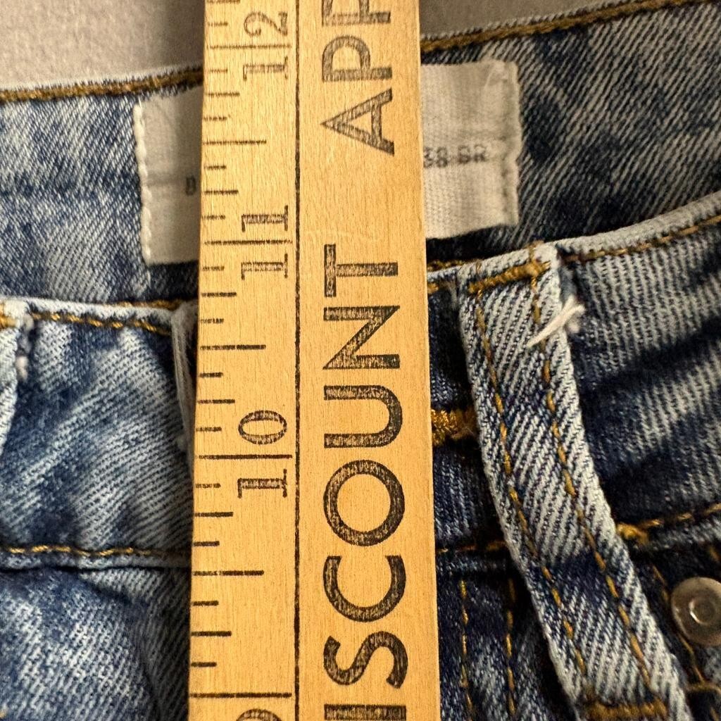 Cotton On Stretch Straight Leg Jeans Womens US 4 Blue Distressed Raw Hem Denim