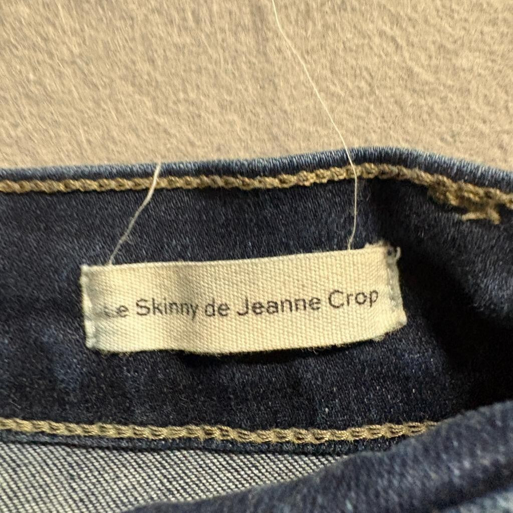 Frame Denim Le Skinny de Jeanne Crop Jeans Womens 24 Dark Wash Stretch Blue