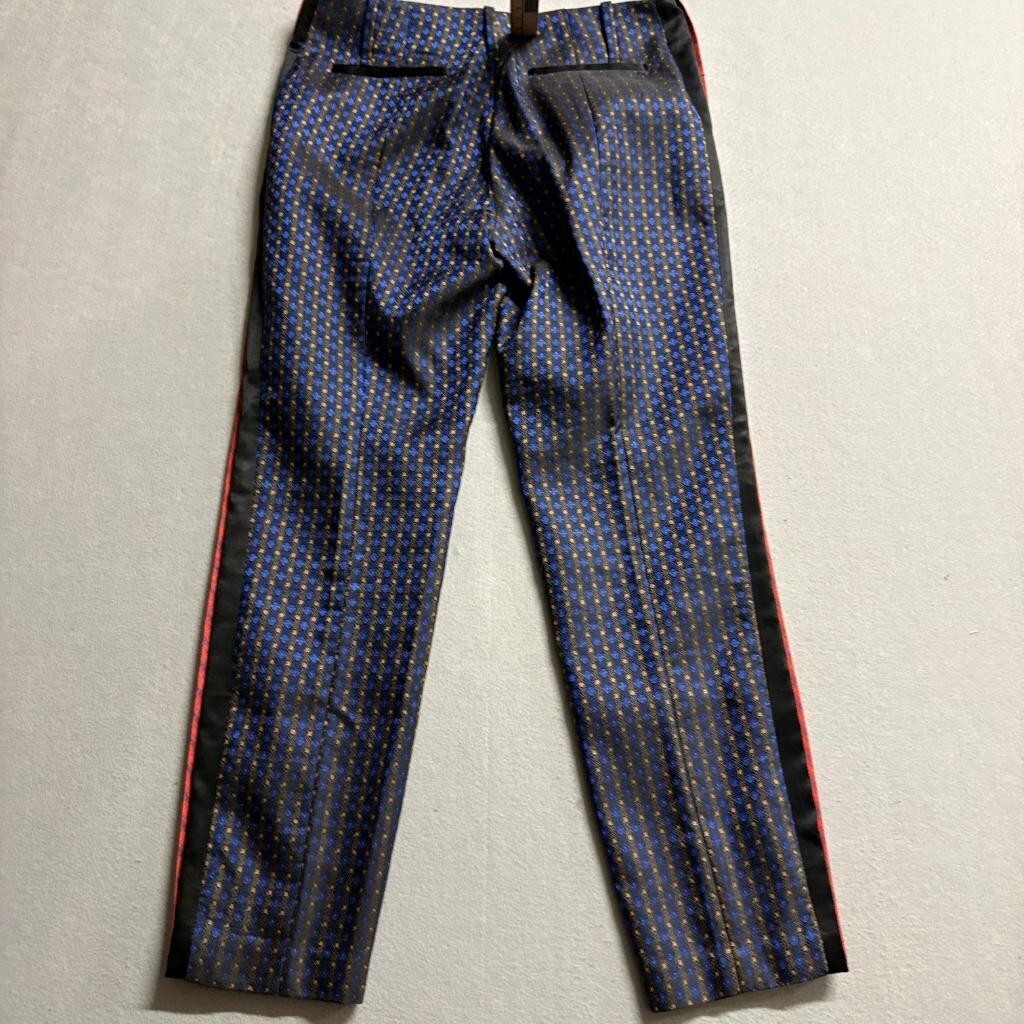 Elizabeth and James Womens Pants Size 2 Blue Geometric Jacquard Tuxedo Stripe