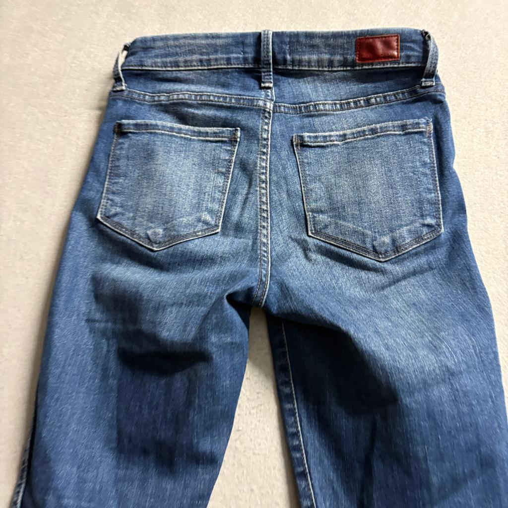 Whetherly Cooper High Rise Skinny Jeans Womens 24 Blue Denim Raw Hem Button Fly