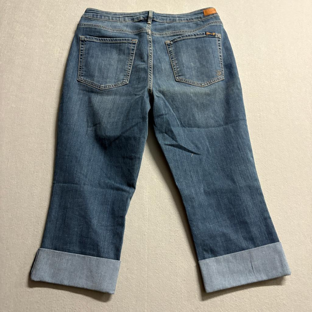 Seven7 Cuffed Crop Jeans Womens 12 Blue Denim Mid Rise Capris Stretch