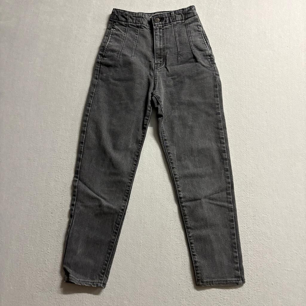 Levi's High Waisted Taper Jeans Womens 25 Black Gray Denim Pleated Front
