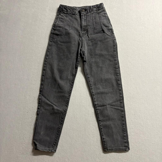 Levi's High Waisted Taper Jeans Womens 25 Black Gray Denim Pleated Front