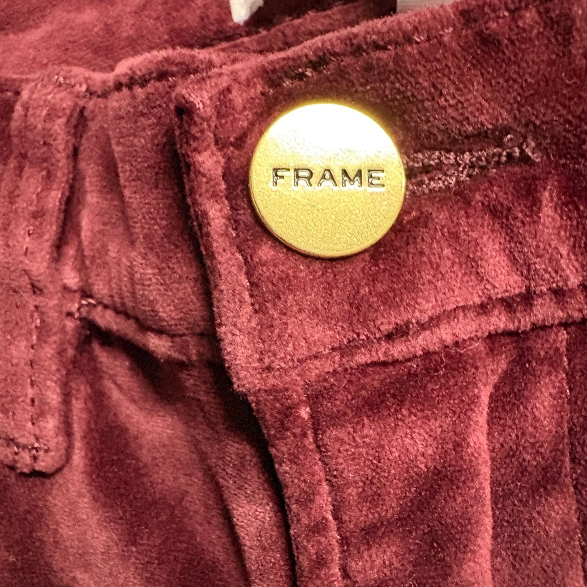 Frame Denim Le High Skinny Velvet Pants Womens 23 Burgundy Pinot Red Corduroy