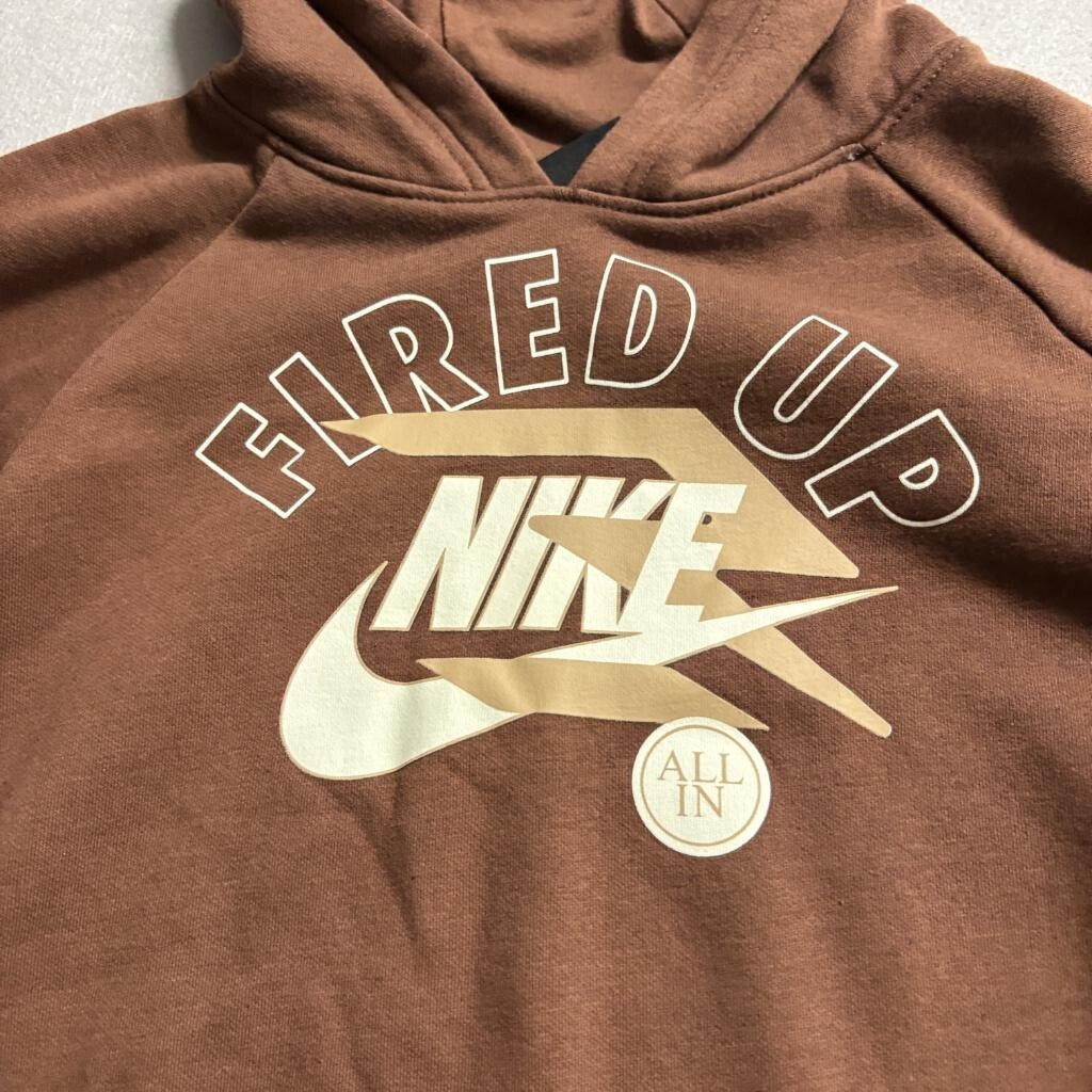 Nike 3 Brand Fired Up Hoodie Boys XL Brown Pullover Sweatshirt 13-15 Yrs