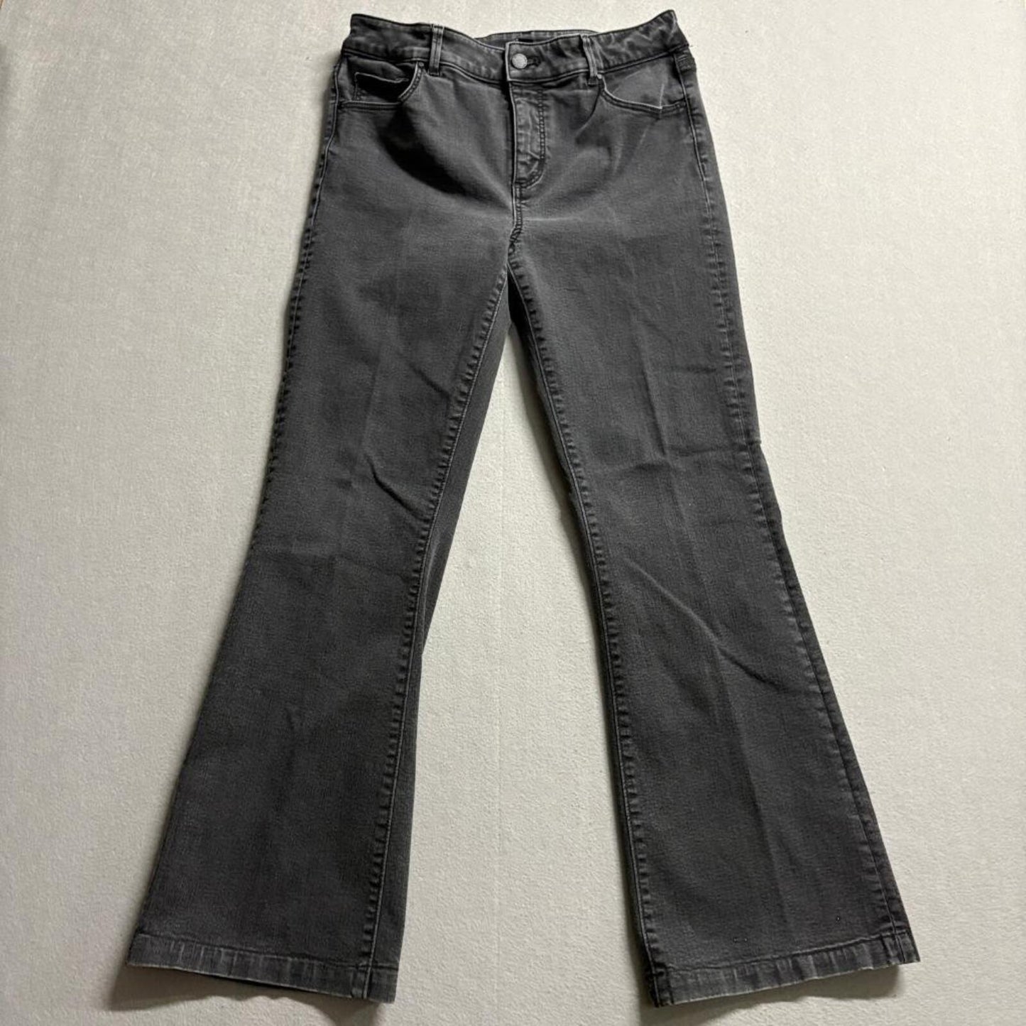 Ann Taylor Curvy Fit Slim Bootcut Jeans Womens 6 Gray Denim Stretch Mid Rise