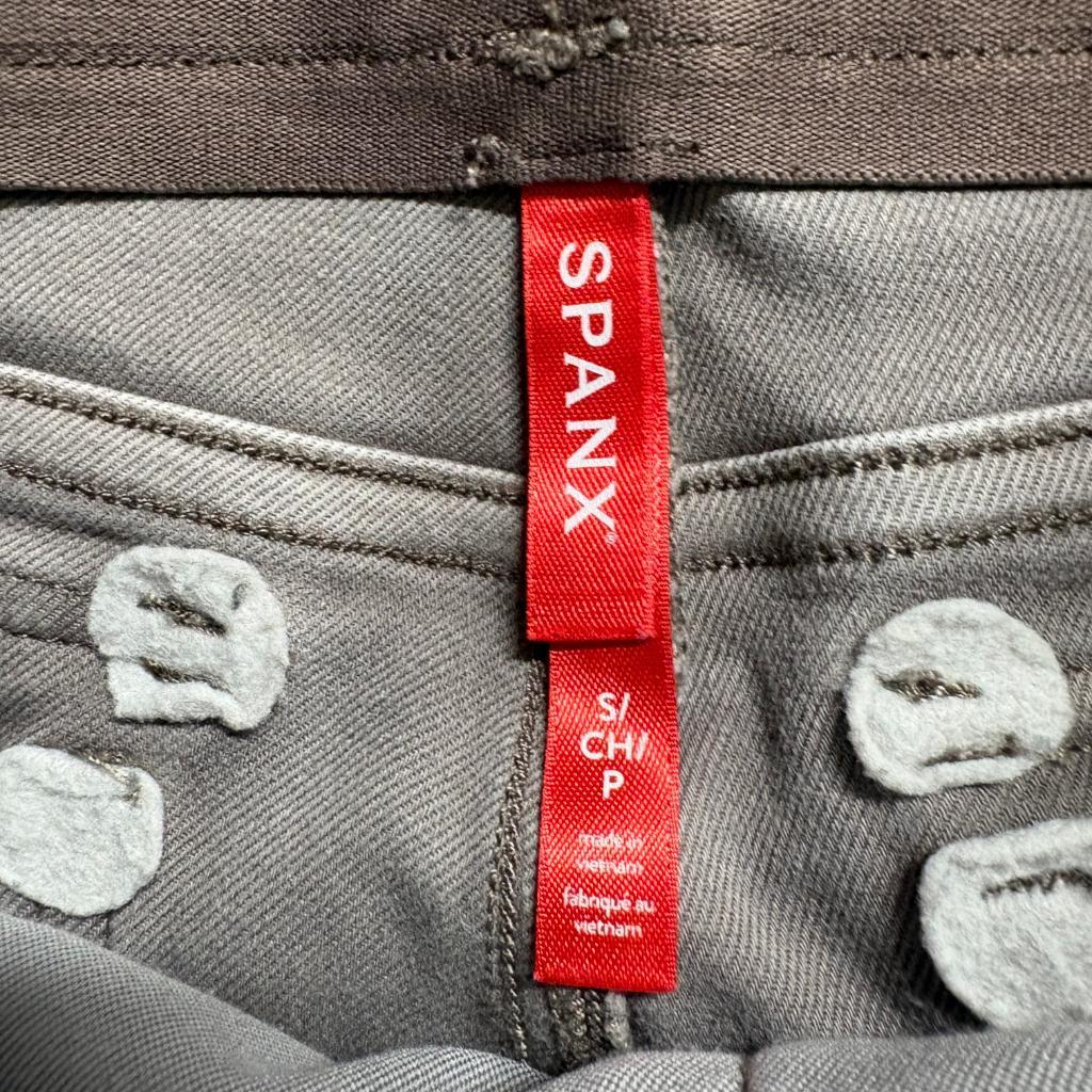 Spanx Stretch Twill Wide Leg Pants Womens Small Gray Pull On High Rise Cropped