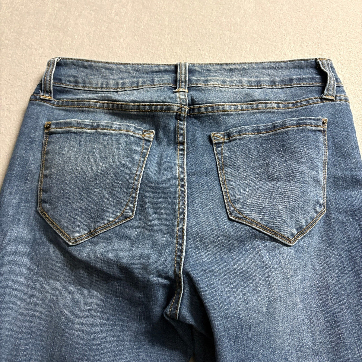 kensie Jeans Womens Size 6 28 The Flare Crop Blue Raw Hem Stretch Denim Pants