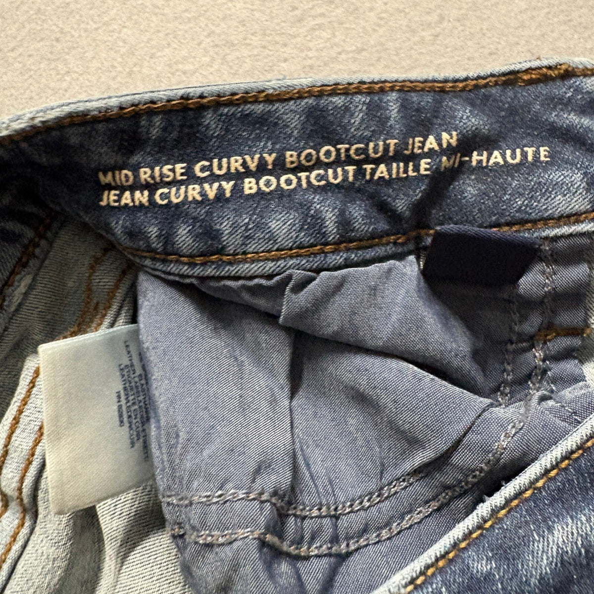Lands End Mid Rise Curvy Bootcut Jeans Womens Size 10 Blue Denim Stretch