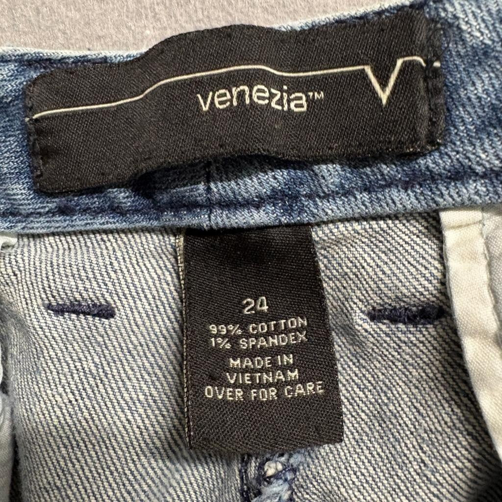 Venezia Denim Bermuda Shorts Womens Plus Size 24 Blue Stretch Cotton Blend