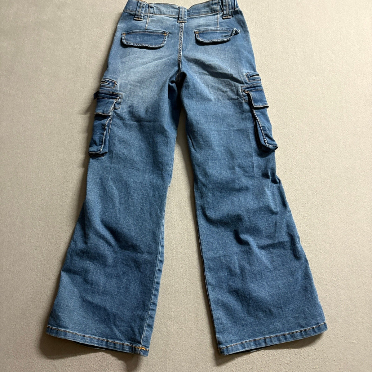 Love Trends Cargo Jeans Womens Size 3 Blue Denim Wide Leg High Rise Y2K Style