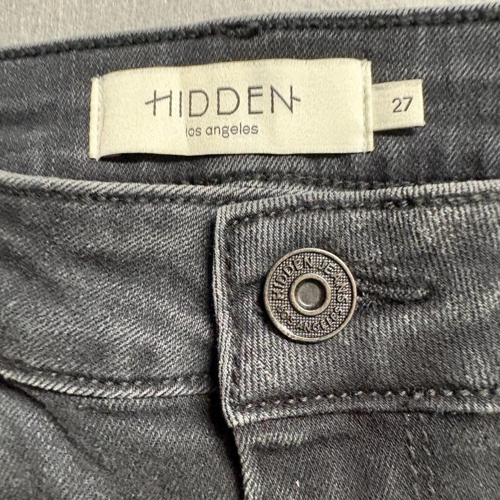 Hidden Jeans Womens 27 Black Distressed Knee Skinny High Rise Raw Hem Stretch