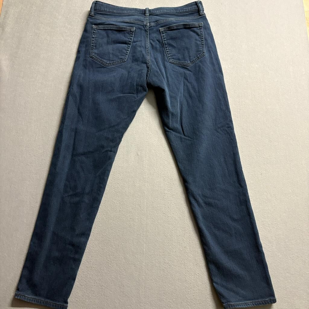 Uniqlo EZY Jeans Mens Large Dark Wash Blue Denim Drawstring Stretch Pants