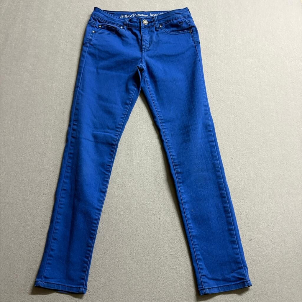 Justice Premium Jeans Girls Size 14R Blue Skinny Stretch Denim Pants