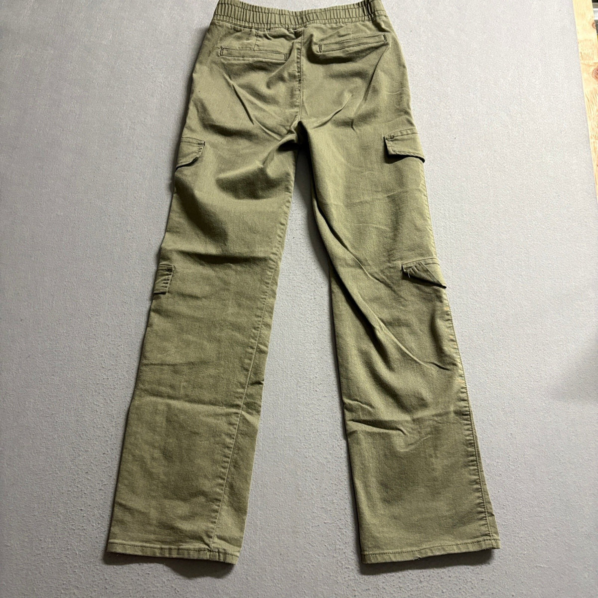 V.I.P. Cargo Pants Womens Size 5/6 Olive Green Stretch Elastic Waist Y2K Utility